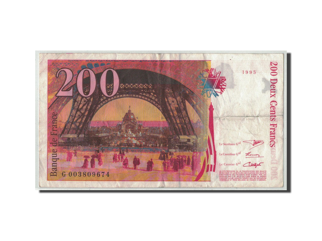 France, 200 Francs Eiffel, 1995, KM:159a, Fayette:75.1, VF(30-35)
