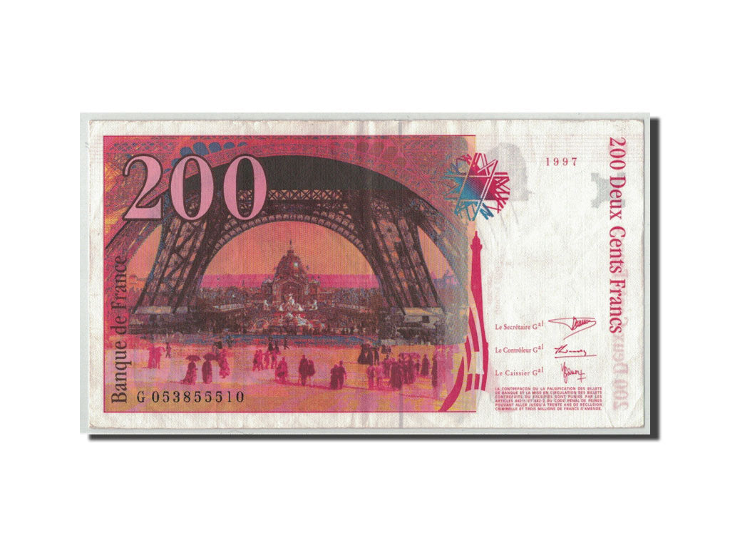 France, 200 Francs Eiffel, 1997, KM:159b, Fayette:75.4b, VF(30-35)