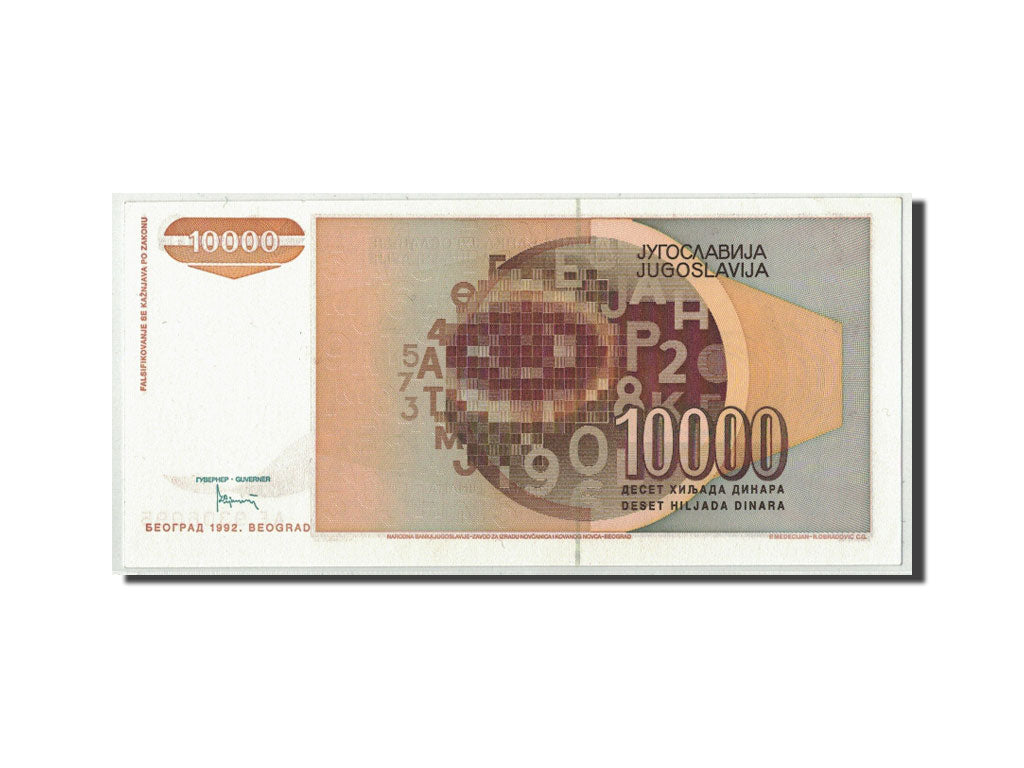 Geldschein, Jugoslawien, 10,000 Dinara, 1992, KM:116a, UNZ-