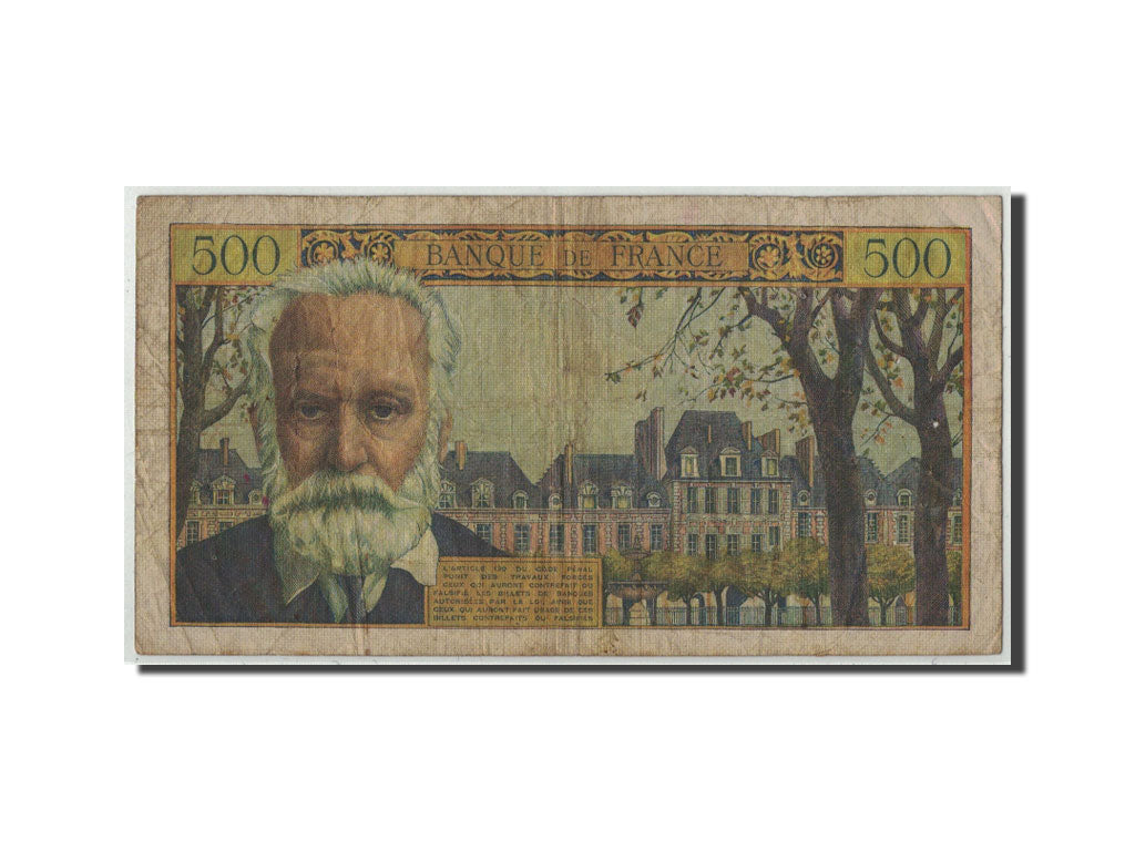 France, 500 Francs Victor Hugo,1954-09-02, KM:133a, Fayette:35.3, VG(8-10)