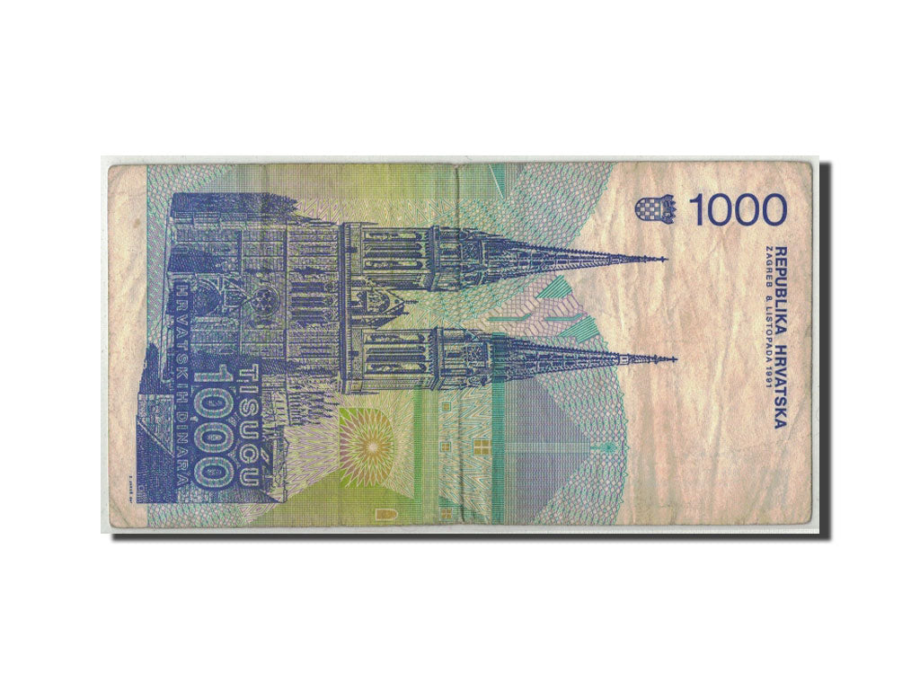 Croatia, 1000 Dinara, 1991, 1991-10-08, KM:22a, VG(8-10)