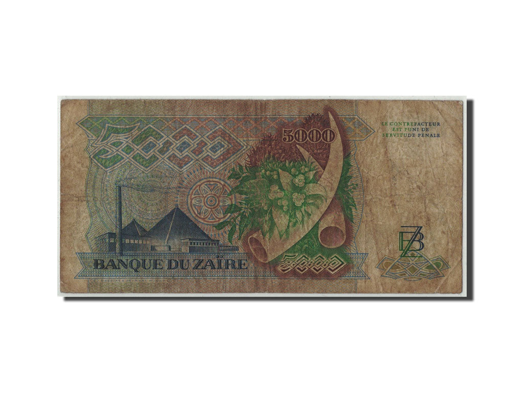 Banknote, Zaire, 5000 Zaïres, 1988, 1988-05-20, KM:37a, VG(8-10)