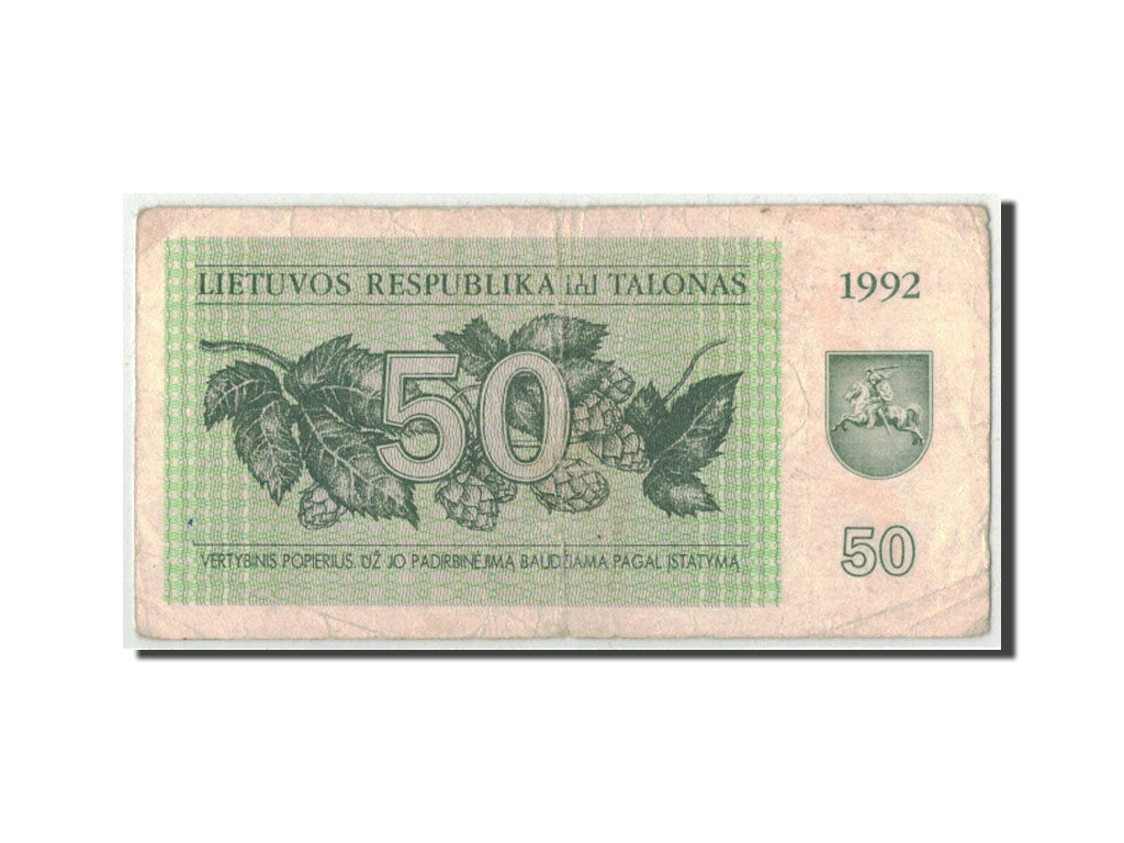 Lithuania, 50 (Talonas), 1992, KM:41, VF(20-25)