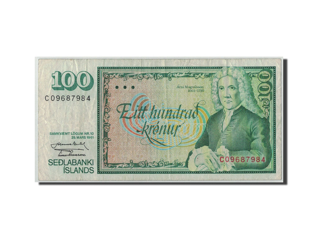 Iceland, 100 Kronur, 1961, 1961-03-29, KM:50a, VF(20-25)