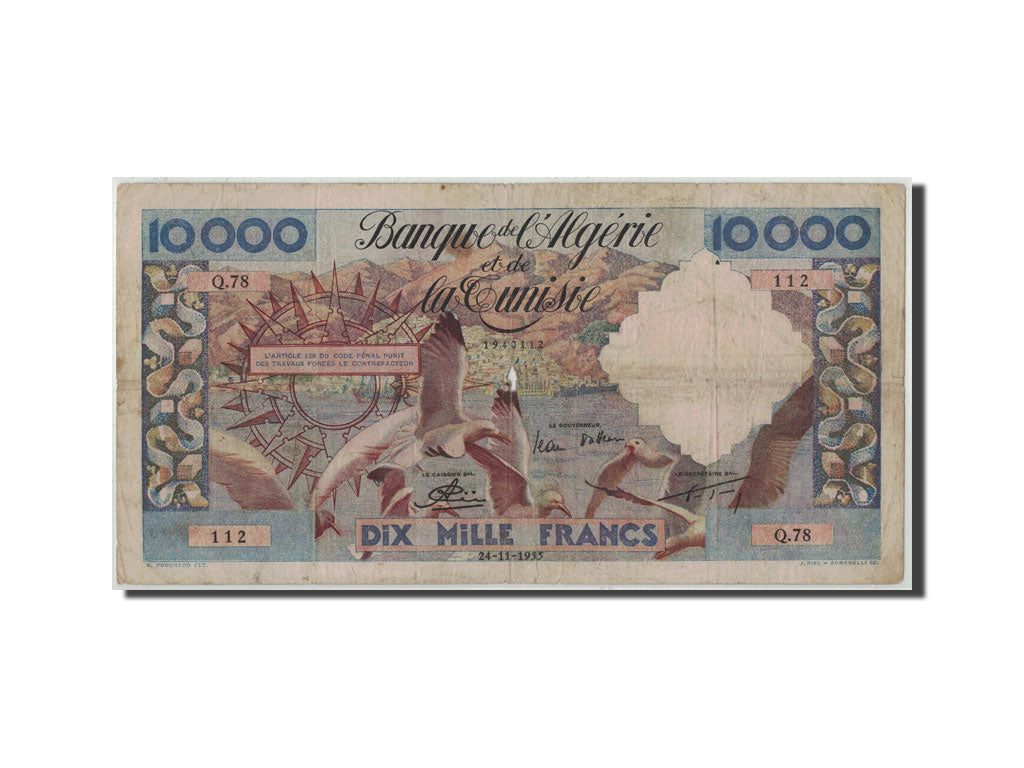 Geldschein, Algeria, 10,000 Francs, 1955, 1955-11-24, KM:110, SGE+