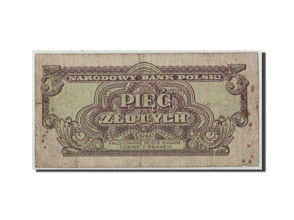 Polonia, 5 Zlotych, 1944, KM:109a, B