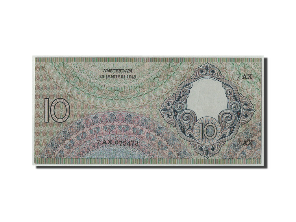 Paesi Bassi, 10 Gulden, 1943, KM:59, 1943-01-29, BB