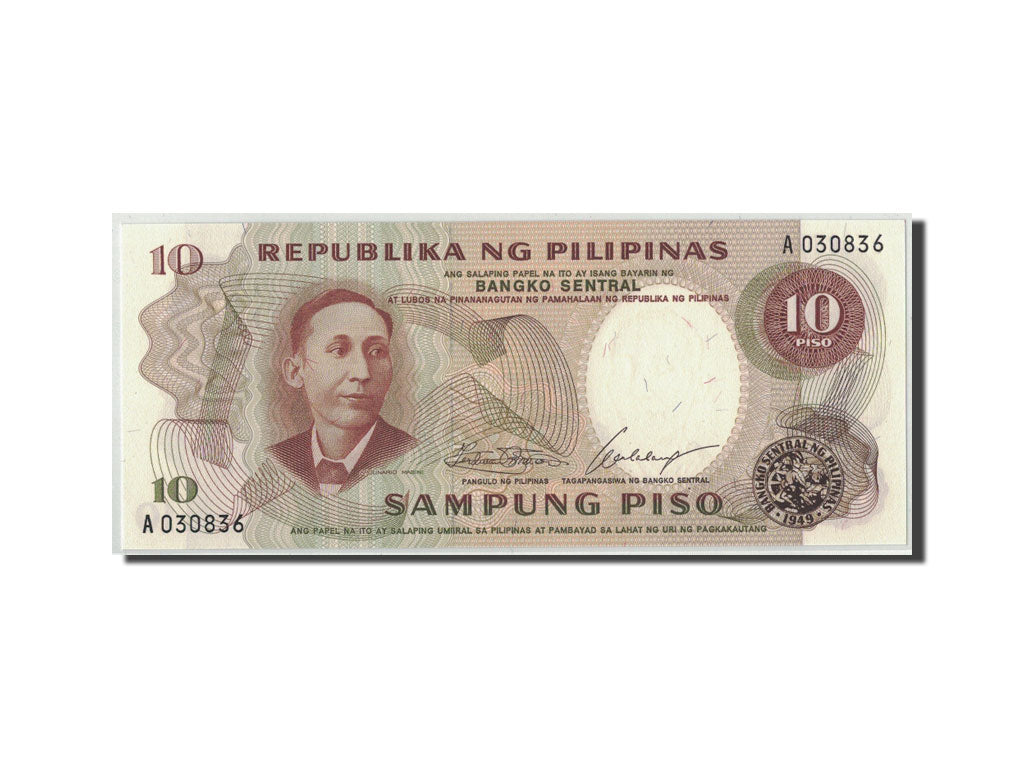 Banknote, Philippines, 10 Piso, undated (1969), KM:144a, UNC(65-70)