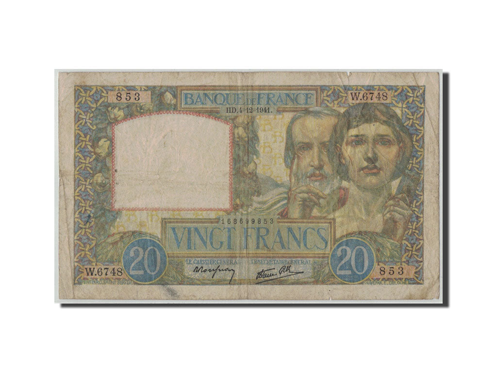 France, 20 Francs Science et Travail, 1941-12-04, KM:92b, Fayette:12.20, F(12-15