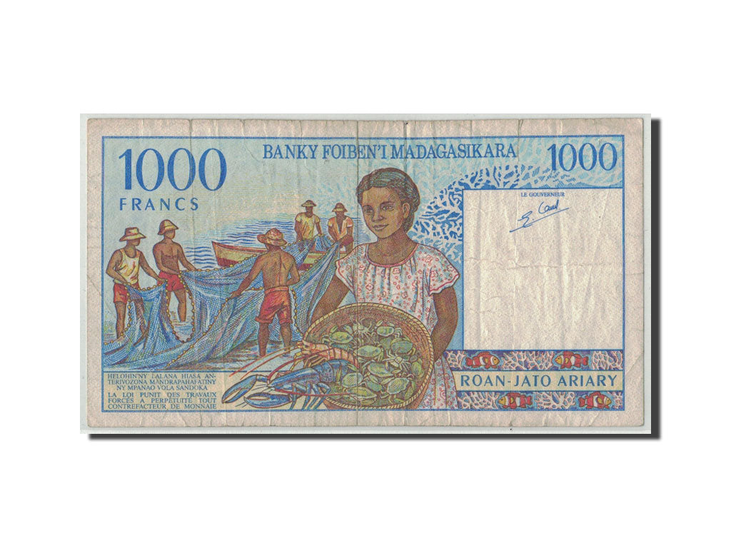 Banknote, Madagascar, 1000 Francs = 200 Ariary, Undated (1994), KM:76a, VG(8-10)