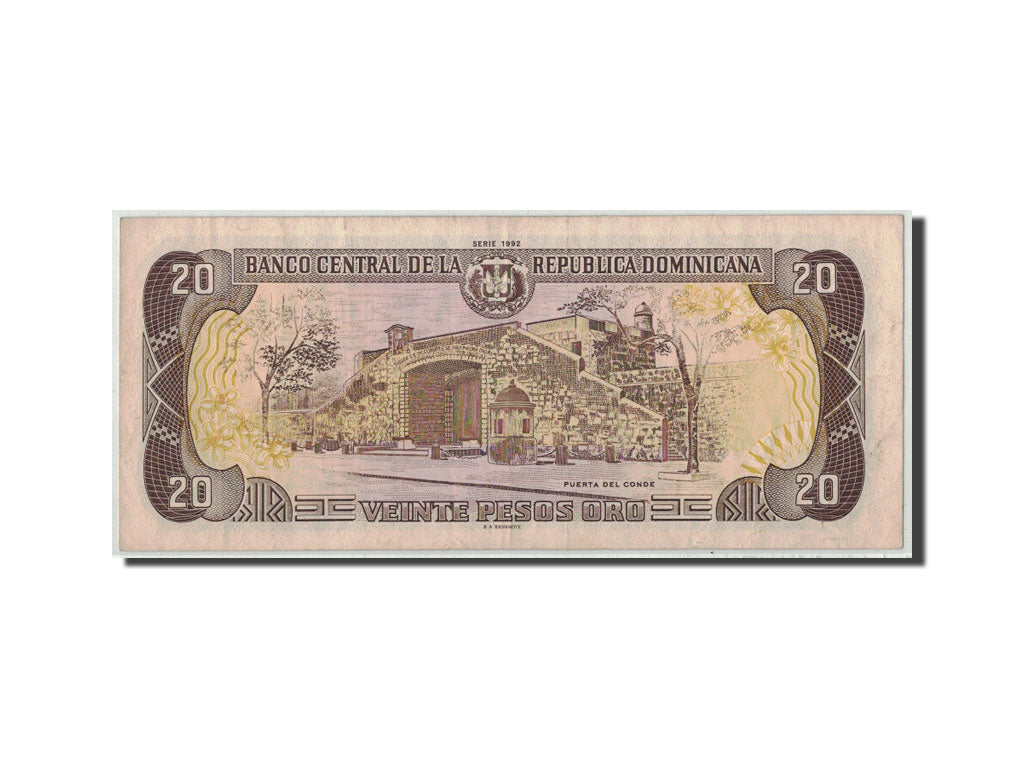 Dominican Republic, 20 Pesos Oro, 1992, KM:139a, VF(30-35)