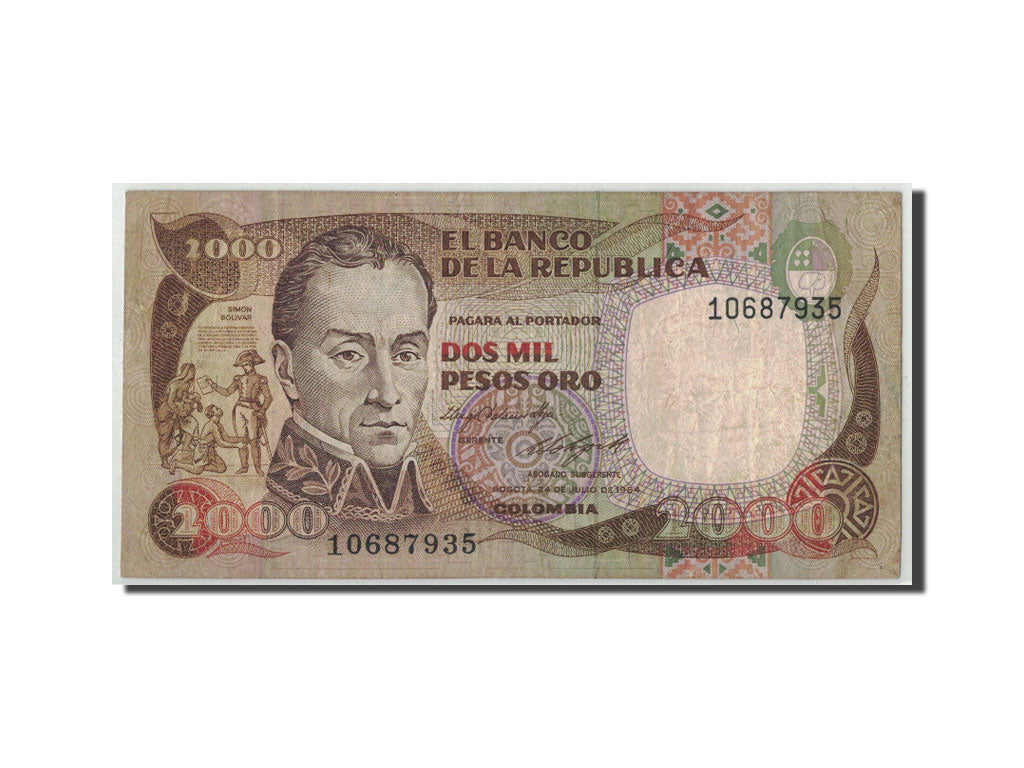 Colombia, 2000 Pesos Oro, 1984, KM:430b, 1984-07-24, F(12-15)