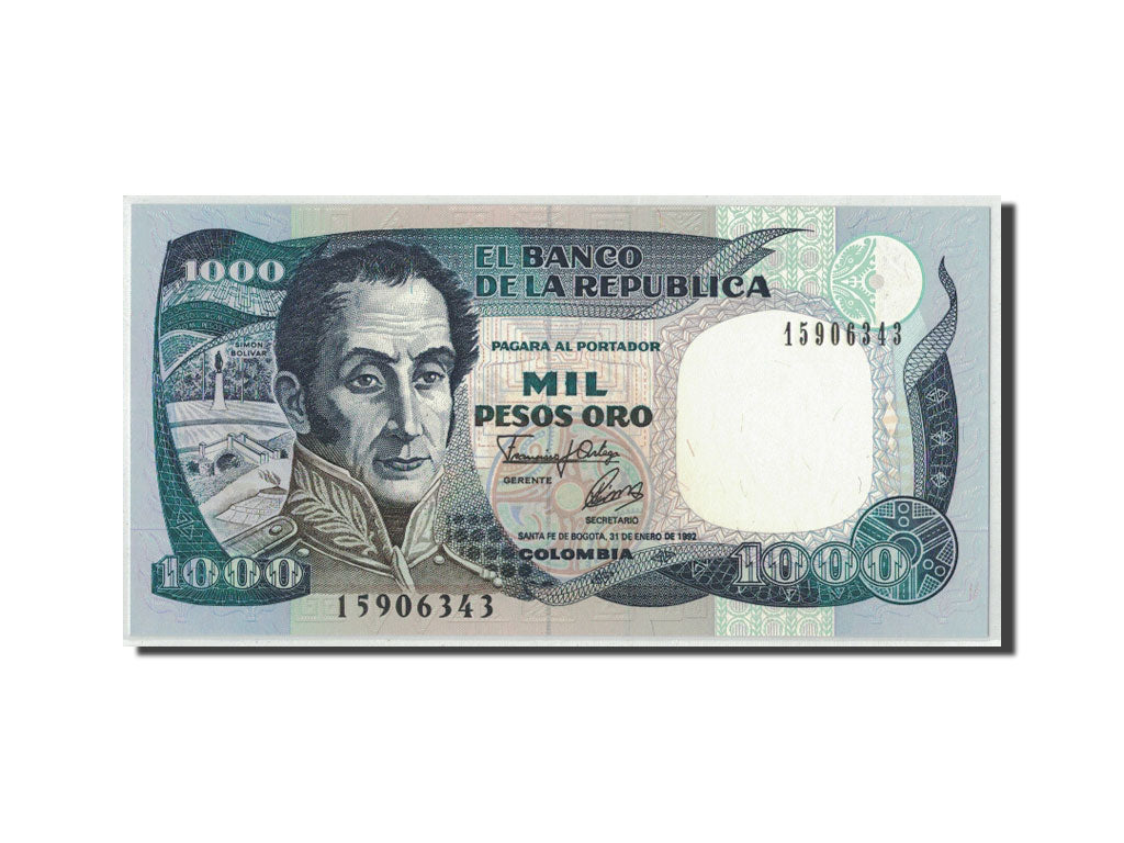 Banknote, Colombia, 1000 Pesos Oro, 1992, 1992-01-31, KM:432A, UNC(65-70)