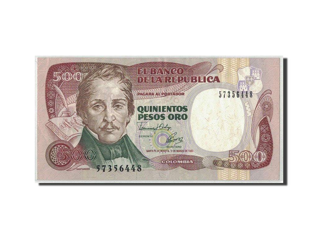 Banknote, Colombia, 500 Pesos Oro, 1992, 1992-03-02, KM:431A, VF(20-25)