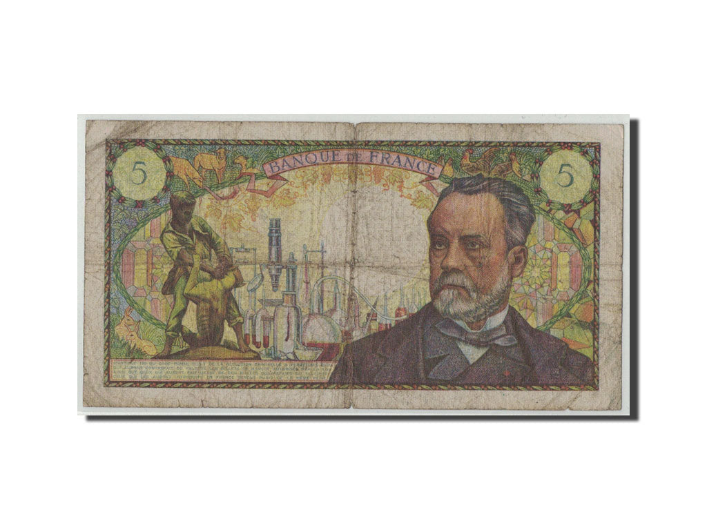 France, 5 Francs Pasteur, 1969, KM:146b, Fayette:61.9, 1969-02-06, VG(8-10)