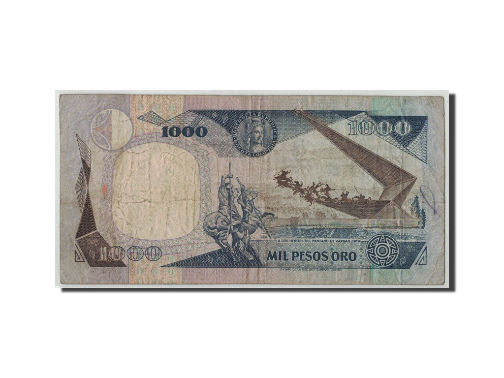 Banknote, Colombia, 1000 Pesos Oro, 1987, 1987-01-01, KM:424c, VG(8-10)