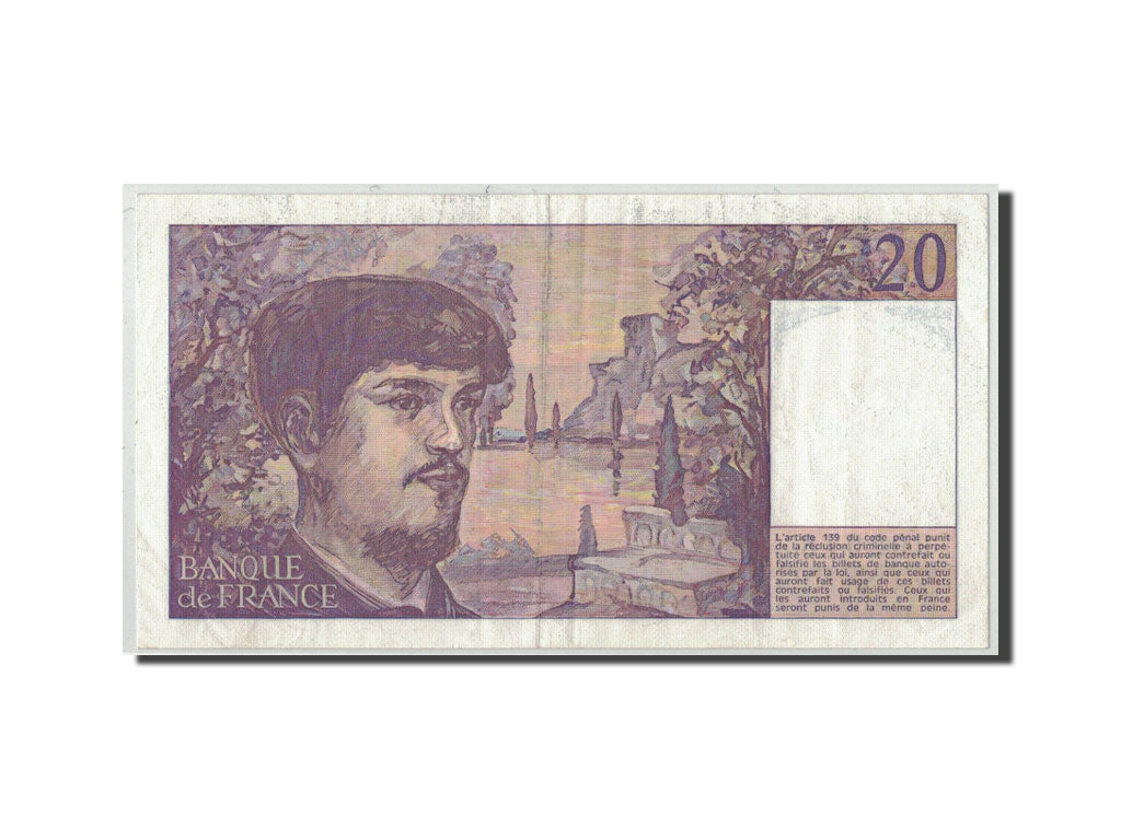 France, 20 Francs Debussy, 1983, KM:151a, Fayette:66.4, VF(30-35)