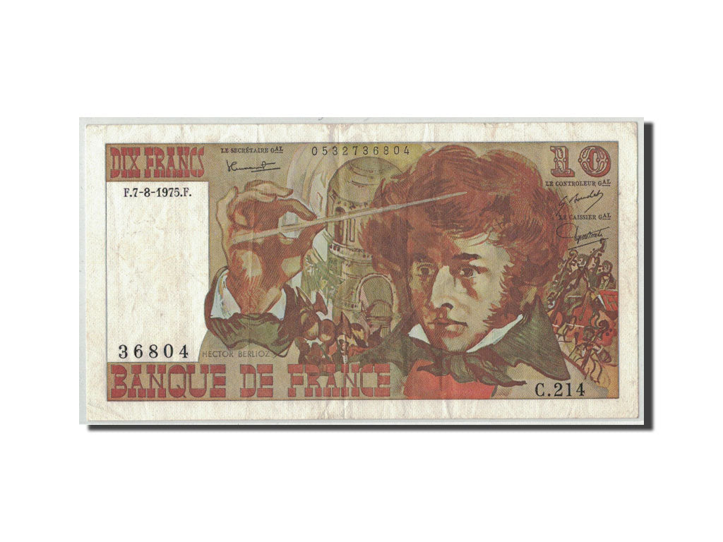 Banknot, Francja, 10 Francs, Berlioz, 1975, 1975-08-07, VF(30-35)