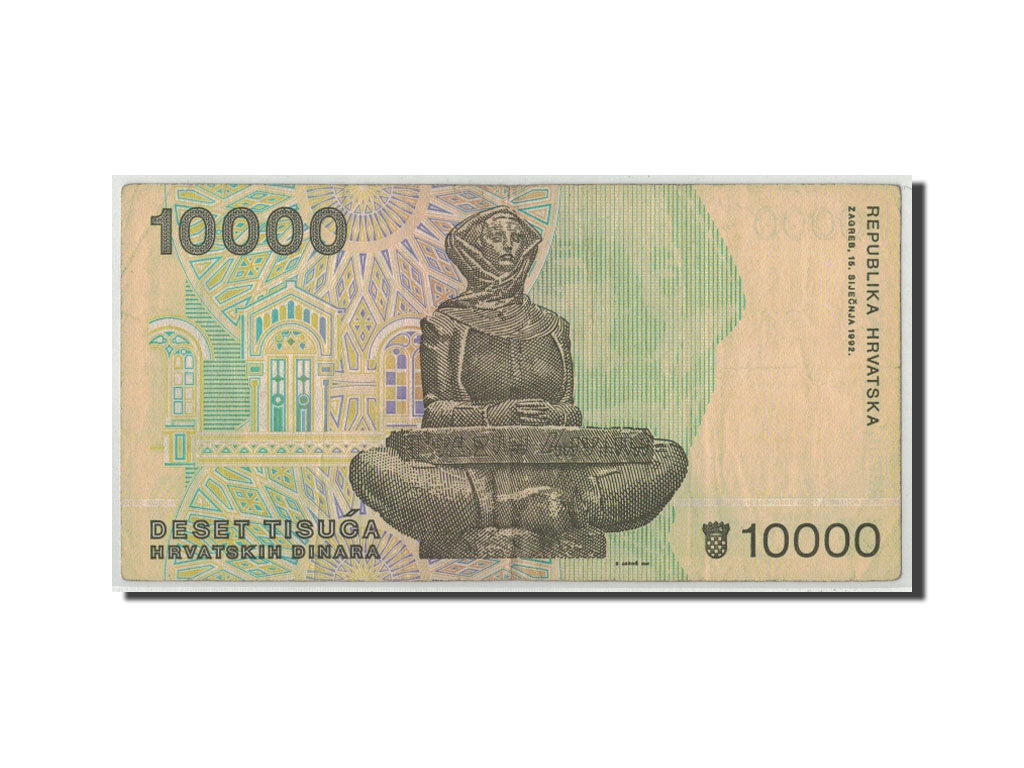Banknote, Croatia, 10,000 Dinara, 1992, 1992-01-15, KM:25a, F(12-15)
