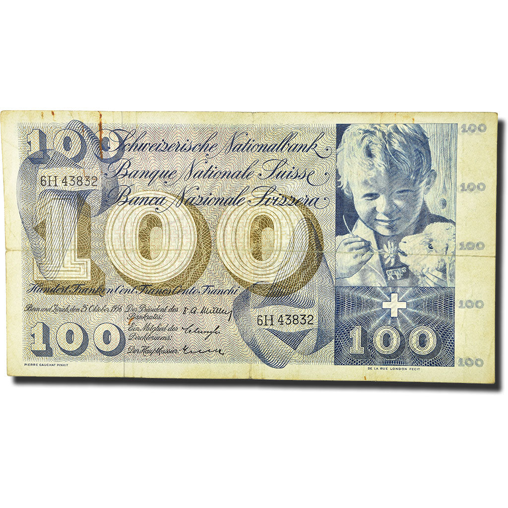 Geldschein, Schweiz, 100 Franken, 1956, 1956-10-25, KM:49a, SGE+
