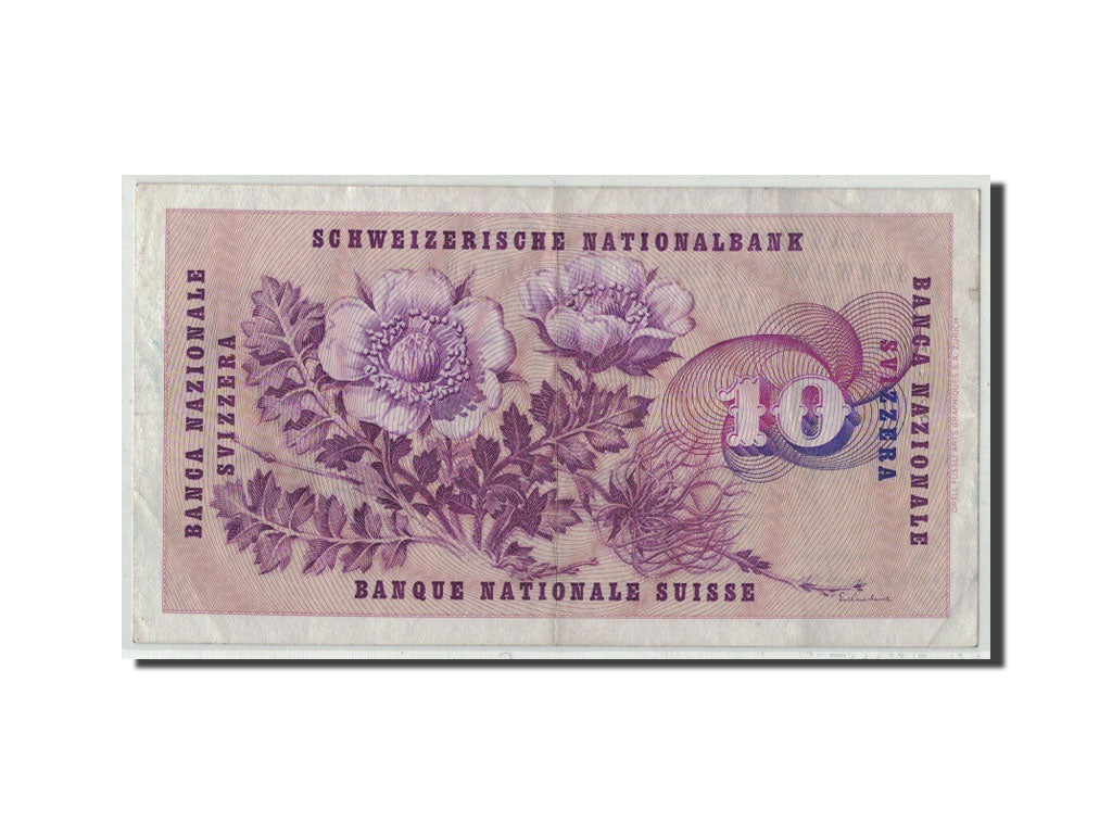 Switzerland, 10 Franken, 1965, 1965-01-21, KM:45i, VF(30-35)