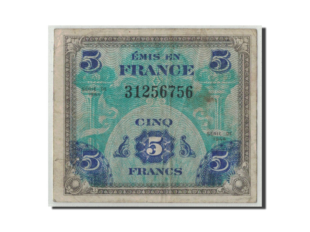 Francia, 5 Francs, 1944, KM:115a, MB