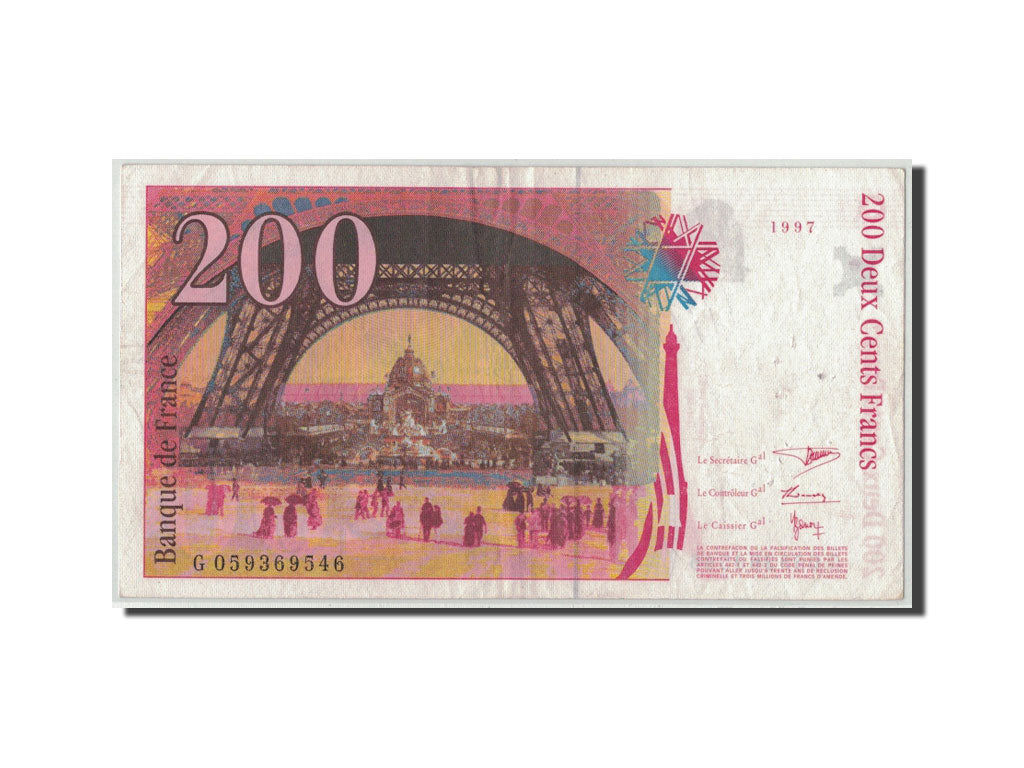 France, 200 Francs Eiffel, 1997, KM:159b, Fayette:75.4b, VF(20-25)