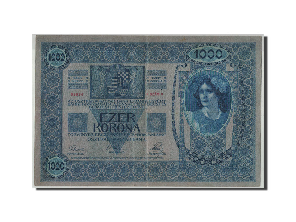 Banconote, Austria, 1000 Kronen, 1902, KM:8a, 1902-01-02, BB