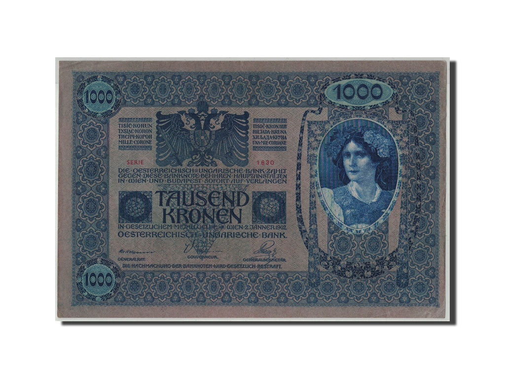 Banknote, Austria, 1000 Kronen, Undated (1919), old date 1902-02-01, KM:59