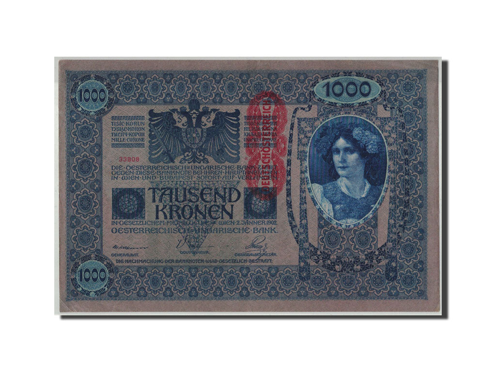 Banknote, Austria, 1000 Kronen, Undated (1919), old date 1902-02-01, KM:59