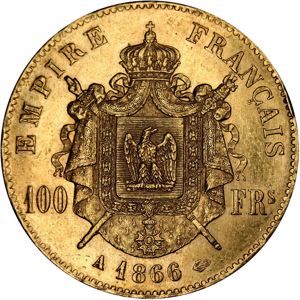 Second Empire, 100 Francs or Napoléon III tête laurée
