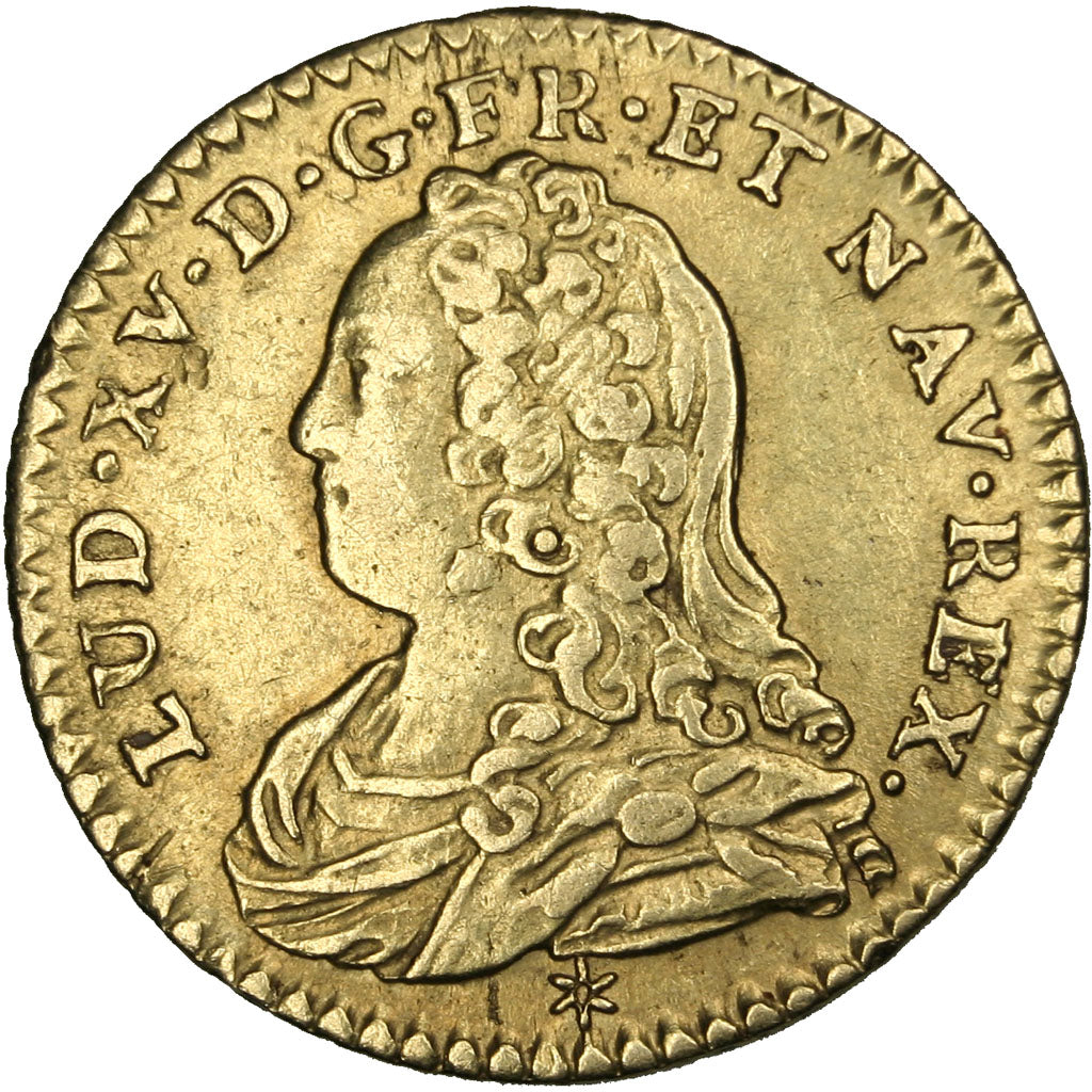 FRANCE, 1/2 Louis d'or aux lunettes, 1/2 Louis D'or, 1730, Caen, KM #488.4,...