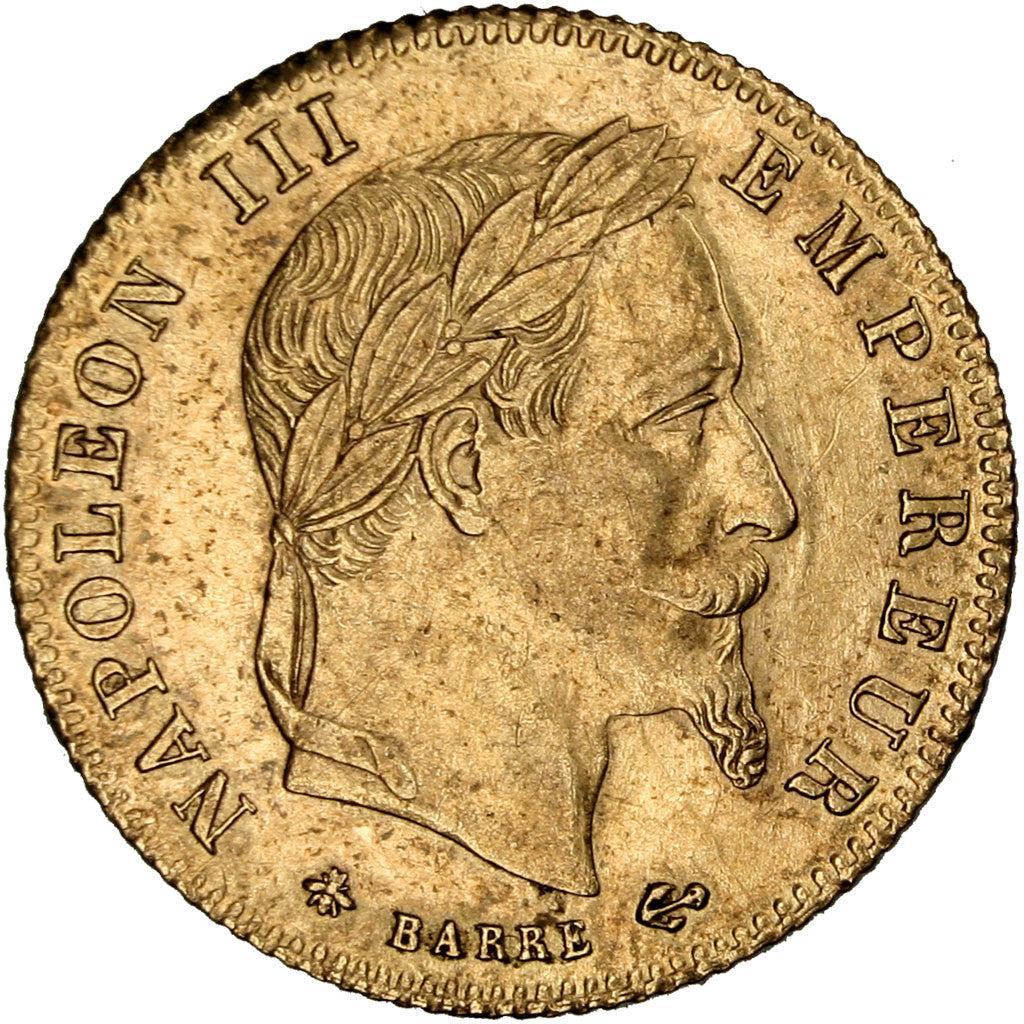 FRANCE, Napoléon III, 5 Francs, 1867, Paris, KM #803.1, AU(55-58), Gold, Gadoury