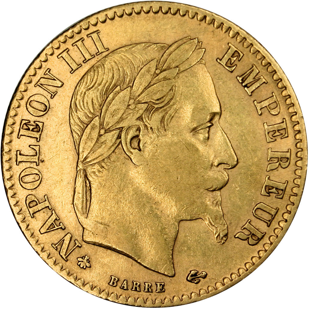 FRANCE, Napoléon III, 10 Francs, 1863, Paris, KM #800.1, AU(50-53), Gold, Gadour