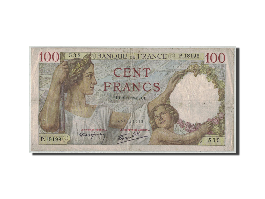 Banknote, France, 100 Francs, 100 F 1939-1942 ''Sully'', 1941, 1941-01-09