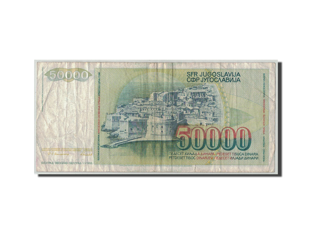 Banknote, Yugoslavia, 50,000 Dinara, 1988, 1988-05-01, KM:96, VG(8-10)