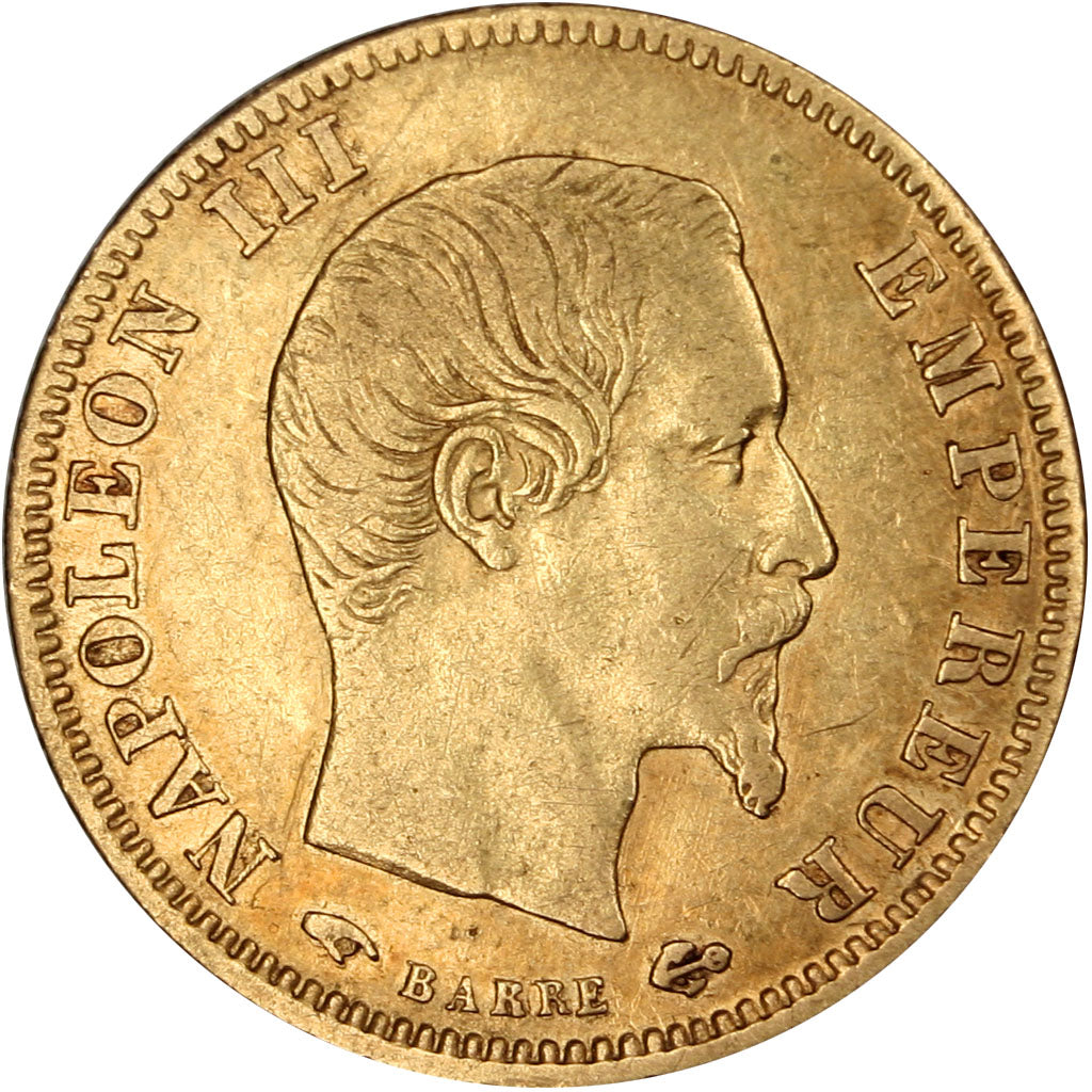 FRANCE, 5 Francs, 1856, Paris, AU(50-53), Gold, Gadoury #1001, 1.56