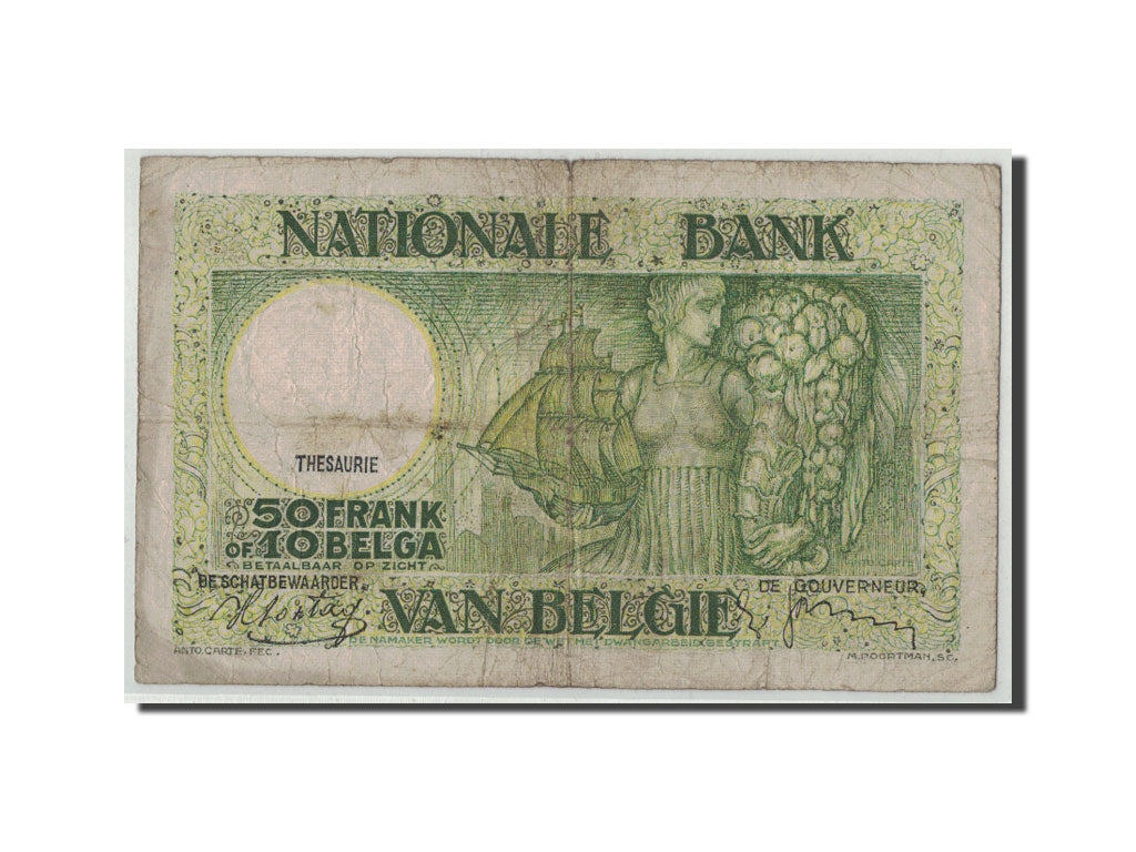 Banknote, Belgium, 50 Francs-10 Belgas, 1938, 1938-04-22, KM:106, VG(8-10)