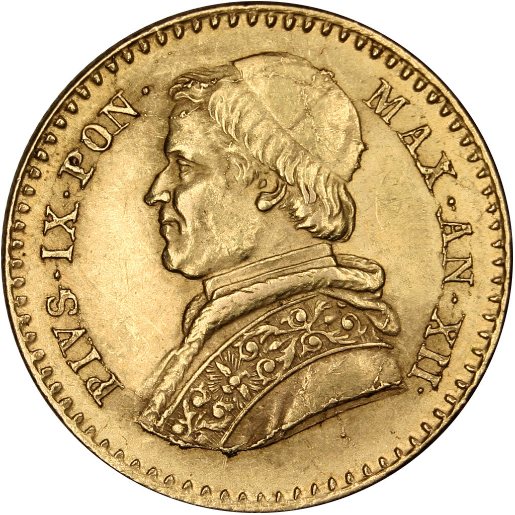 Vatican, 2 1/2 Scudi, 1858, Roma, AU(55-58), Gold, 4.32