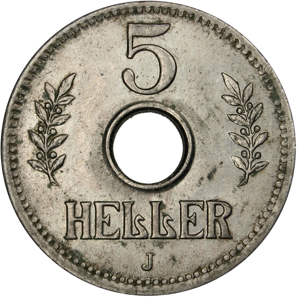 Germany, 5 Heller, 1914, Hambourg, AU(55-58), Copper-nickel, 3.14