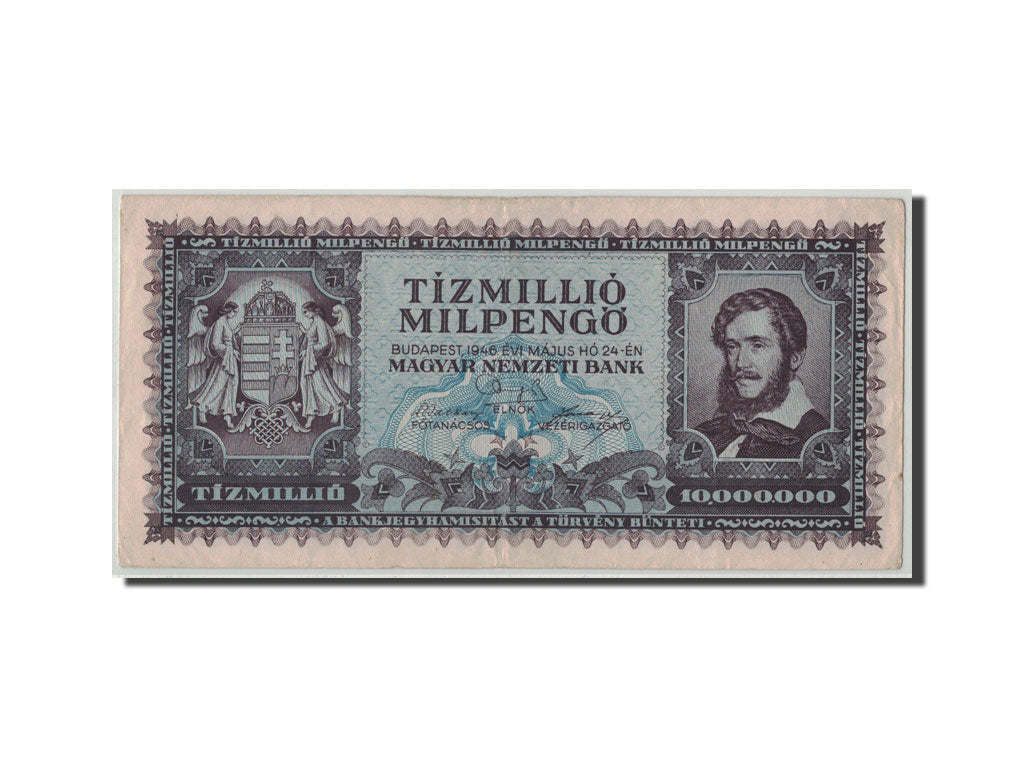 Banknote, Hungary, 10 Million Milpengö, 1946, 1946-05-24, KM:129, AU(50-53)