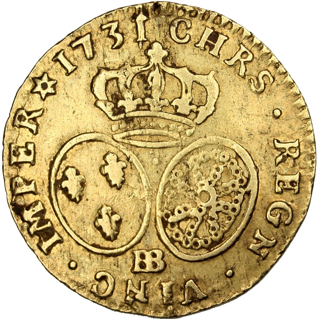 Moneta, Francia, 1/2 Louis d'or, 1731, Strasbourg, BB, Oro, Gadoury:329