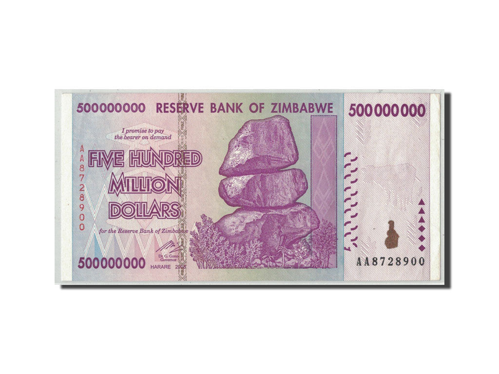 Zimbabwe, 500 Million Dollars, 2008, KM:82, 2008-12-12, AU(55-58)