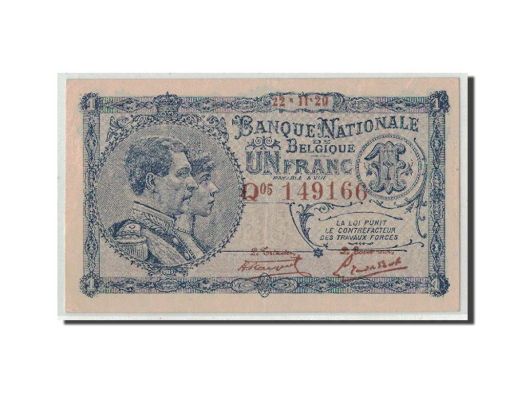 Belgium, 1 Franc, 1920, KM:92, 1920-11-20, UNC(63)