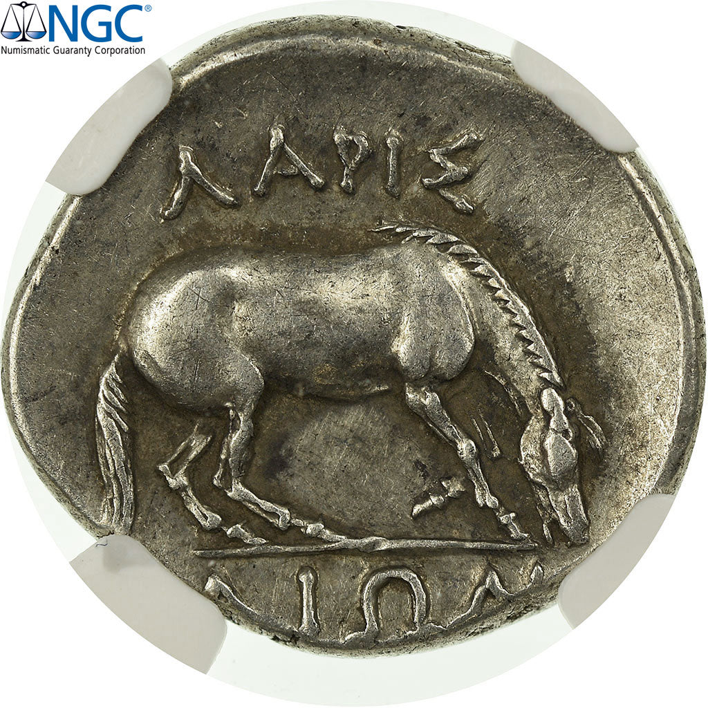 Coin, Thessaly, Larissa, Kyme, Amazon, Drachm, Larissa, graded, NGC, Ch XF