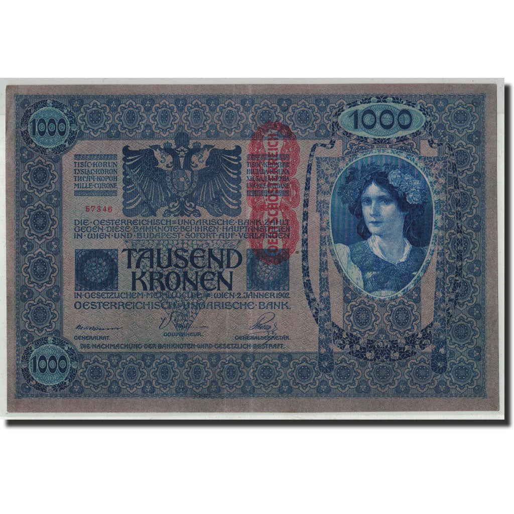 Banknote, Austria, 1000 Kronen, Undated (1919), 1902-01-02, KM:59, UNC(60-62)