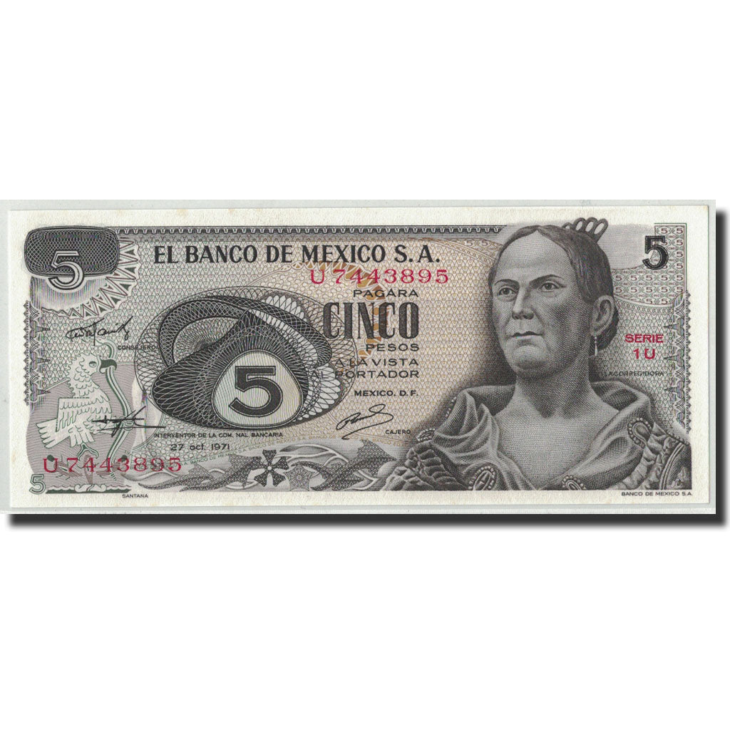 Banknote, Mexico, 5 Pesos, 1971, 27.10.1971, KM:62b, UNC(65-70)