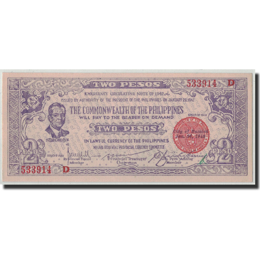 Filippine, 2 Pesos, 1942, 1942-01-26, KM:S647B, SPL