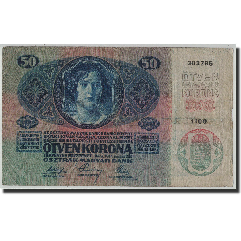 Austria, 50 Kronen, Undated (1919), 1914-01-02, KM:54a, VF(20-25)