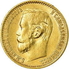 Coin, Russia, Nicholas II, 5 Roubles, 1899, St. Petersburg, AU(55-58), Gold